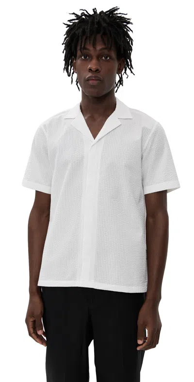 Orlebar Brown Vincent Linen Relaxed Fit Overhead Linen Shirt In White