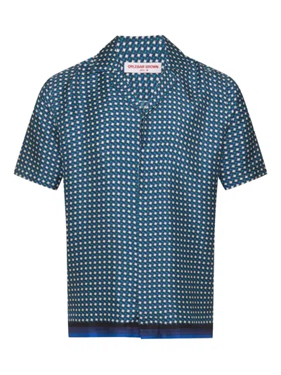 Orlebar Brown Maitan Silk Shirt In Blue