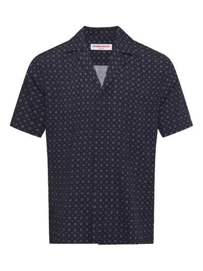 Orlebar Brown Maitan Solstice Printed Short-sleeve Shirt In Blue