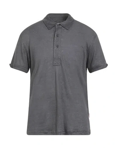 Orlebar Brown Man Polo Shirt Charcoal Size L Linen In Gray