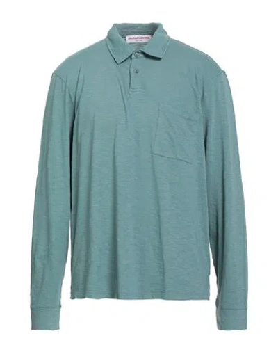 Orlebar Brown Man Polo Shirt Pastel Blue Size Xxl Cotton In Green