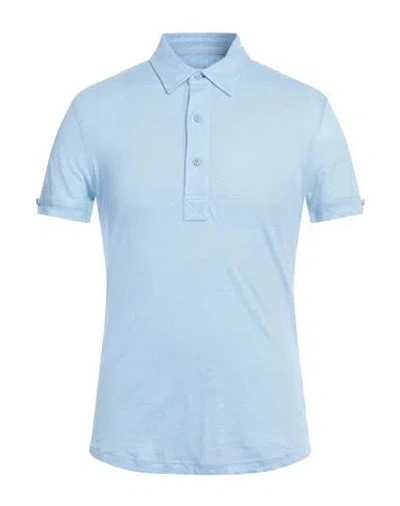Orlebar Brown Man Polo Shirt Sky Blue Size Xl Linen
