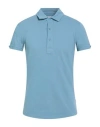 Orlebar Brown Man Polo Shirt Slate Blue Size M Cotton In Blue
