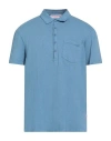 Orlebar Brown Man Polo Shirt Slate Blue Size Xl Cotton In Blue
