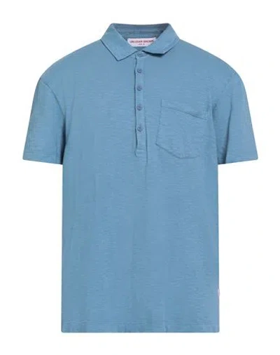 Orlebar Brown Man Polo Shirt Slate Blue Size Xl Cotton