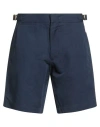 Orlebar Brown Man Shorts & Bermuda Shorts Navy Size 28 Linen, Cotton In Blue