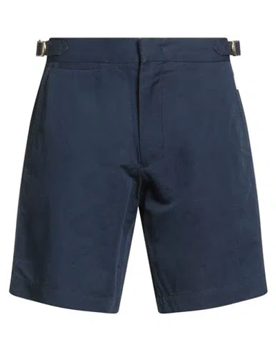 Orlebar Brown Man Shorts & Bermuda Shorts Navy Size 28 Linen, Cotton In Blue