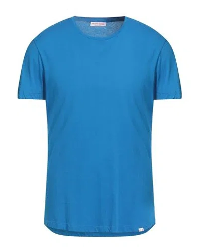 Orlebar Brown Man T-shirt Azure Size L Cotton In Blue