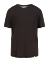 Orlebar Brown Man T-shirt Chocolate Brown Size Xxl Linen In Black
