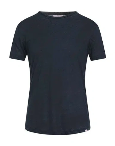 Orlebar Brown Man T-shirt Midnight Blue Size S Linen