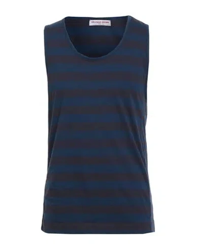 Orlebar Brown Man Tank Top Navy Size M Cotton In Blue