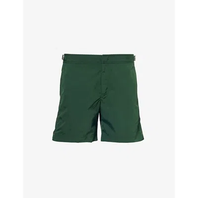 Orlebar Brown Mens Amazonian Green Bulldog Logo-tab Regular-fit Swim Shorts