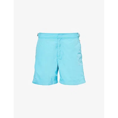 Orlebar Brown Mens Aqua Blue Bulldog Logo-tab Regular-fit Swim Shorts