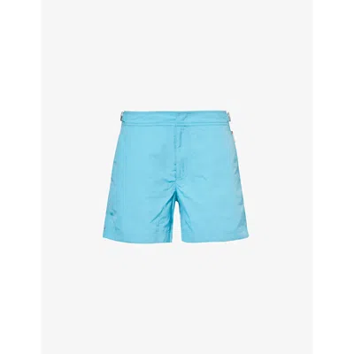 Orlebar Brown Mens Aqua Blue Setter Logo-tab Regular-fit Swim Shorts