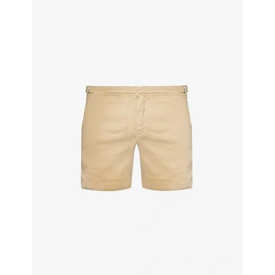 Orlebar Brown Mens Biscuit Buckled-waist Straight-leg Linen-blend Shorts