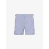 Orlebar Brown Setter Mid-rise Seersucker Swim Shorts In Blueberry/white Stripe