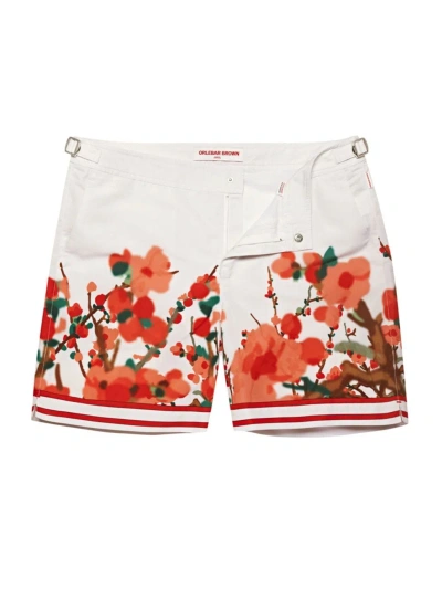 Orlebar Brown Men's Bulldog Blossom Season Floral Shorts In Red