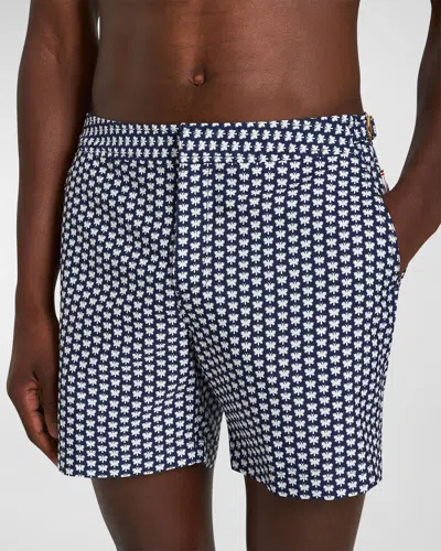 Orlebar Brown Bulldog Ribbon Swim Shorts In White Sand,night Iris In Multi