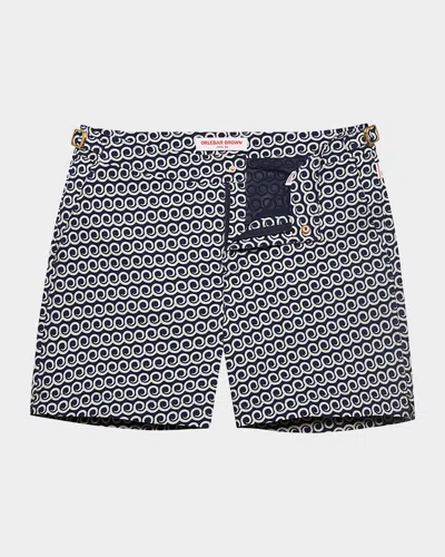 Orlebar Brown Men's Bulldog Jacquard Lacuna Swim Trunks In Midnight Navy