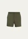 Orlebar Brown Men's Bulldog Piped Nylon Swim Shorts In Palm