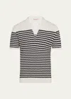 Orlebar Brown Canet Stripe Cotton-knitted Polo Shirt In Cloud/ink