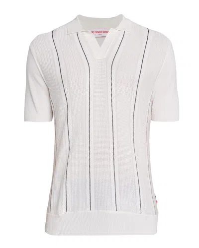 Orlebar Brown Men's Chevron Stripe Tailored Fit Johnny Collar Polo Shirt In White