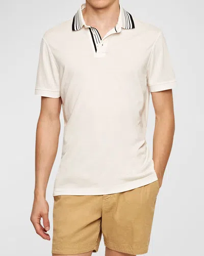 Orlebar Brown Men's Dominic Border Stripe Polo Shirt In White Sand