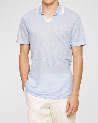 Orlebar Brown Men's Felix Linen Pique Polo Shirt In Soft Blue