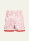 Orlebar Brown Man Swim Trunks Off White Size 34 Polyester In Summer Red/wh