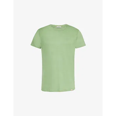 Orlebar Brown Mens Fresh Lawn Brand-tab Round-neck Linen T-shirt