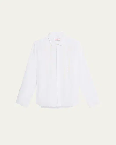 Orlebar Brown Men's Giles Linen Applique Tailored-fit Sport Shirt In White