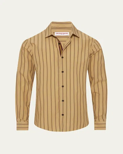 Orlebar Brown Men's Giles Striped Sport Shirt In Macchiato