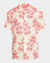 Orlebar Brown Hibbert Printed Linen Shirt In White Sand/red