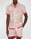 Orlebar Brown Floral Shirt In Summer Red/wh