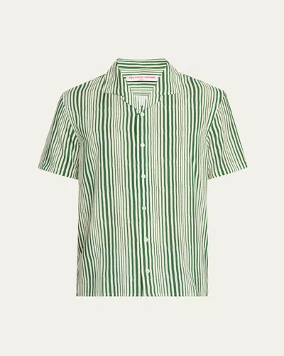 Orlebar Brown Men's Hibbert Lyocell Shore-stripe Classic Fit Short-sleeve Shirt