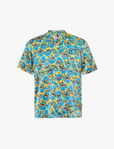 Orlebar Brown Mens Lemon Meringue Maitan Petal-print Relaxed-fit Silk Shirt