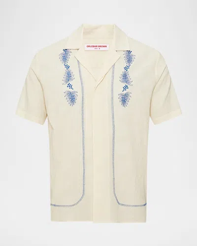 ORLEBAR BROWN MEN'S MAITAN EMBROIDERED CAMP SHIRT
