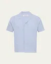 Orlebar Brown Maitan Ii Short Sleeve Button Front Shirt In Soft Blue