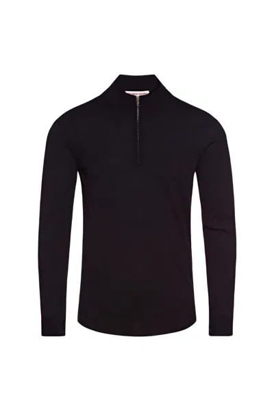 Orlebar Brown Men's Neilson Half Zip Sweater In Navy In Black