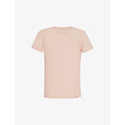 Orlebar Brown Mens Pink Sand Brand-tab Round-neck Cotton T-shirt