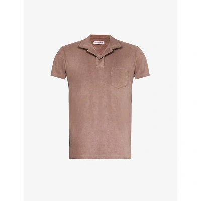 Orlebar Brown Mens Plum Wine Patch-pocket Regular-fit Terry-cotton Shirt