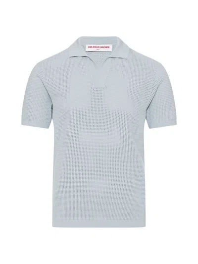 Orlebar Brown Men's Roddy Waffle Mesh Stitch Short-sleeve Polo Shirt In Light Sky Pool
