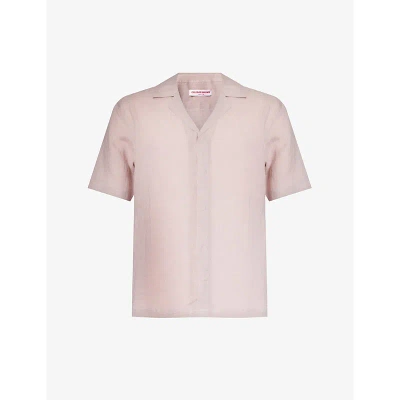 Orlebar Brown Mens Seashell Pink Maitan Split-hem Regular-fit Linen Shirt