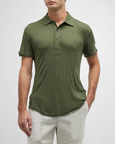 Orlebar Brown Men's Sebastian Cashmere-blend Polo Shirt In Green