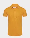 Orlebar Brown Men's Sebastian Short-sleeve Linen Polo Shirt In Calypso Orange
