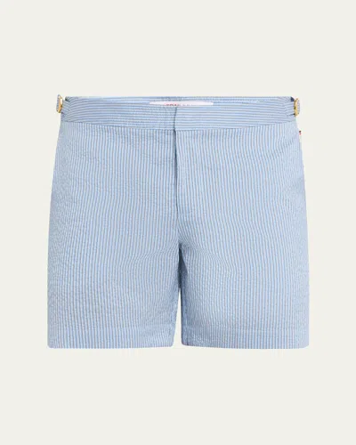 Orlebar Brown Men's Seersucker Stripe Mid-length Swim Shorts