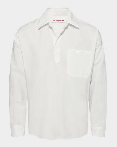 Orlebar Brown Men's Shaklin Chain Stitch Popover Shirt In White