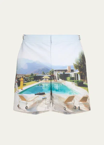 Orlebar Brown Men's Slim Aarons Photographic Bulldog Swim Shorts In Kaufmann Cocktail