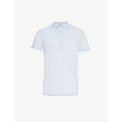 Orlebar Brown Mens Soft Blue Sebastian Brand-tab Linen Polo Shirt