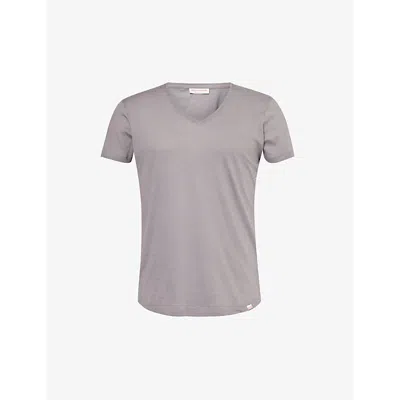 Orlebar Brown Mens Storm Grey Logo-tab Regular-fit Cotton-jersey T-shirt